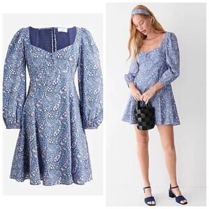 J.Crew Liberty Fabric Sweetheart Puff Sleeve Mini Dress Bourton Bloom Paisley
